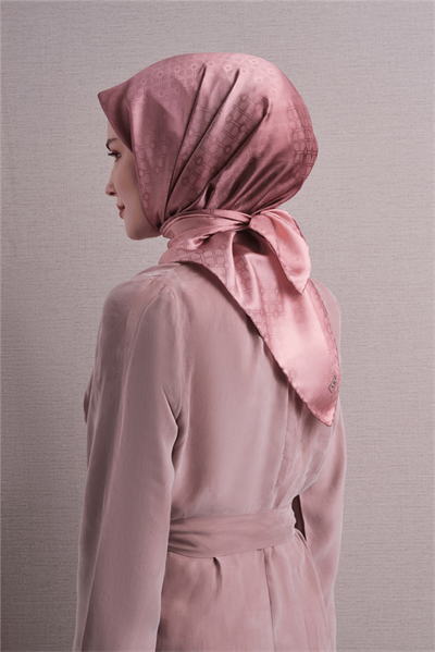 Armine Jakarlı İpek Eşarp 2027 Kış - 9647-57 Pembe
