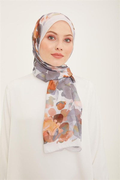 Armine Life Şal - 5353-16 Beyaz Gri