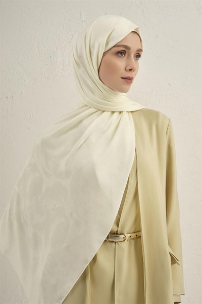 Armine Lyocell Viscon Şal - Dalga Desenli 1 - Ekru 58