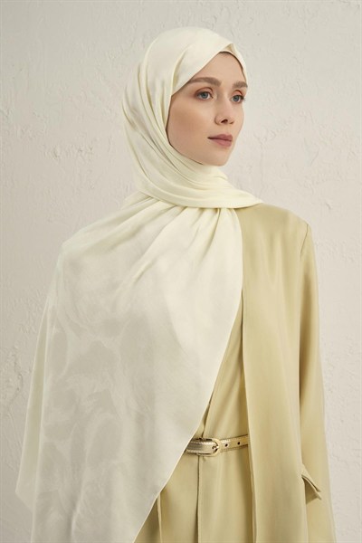 Armine Lyocell Viscon Şal - Dalga Desenli 1 - Ekru 58