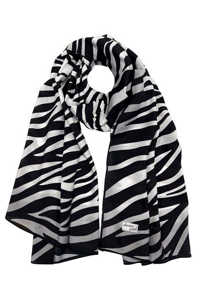 Armine Modal Şal - Zebra Model - Siyah Beyaz