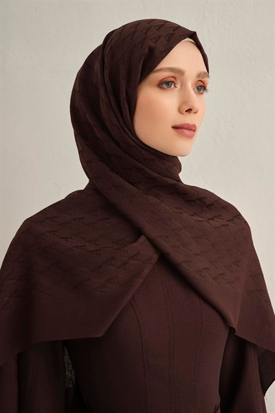 Armine Pamora Şal - Monogram Desenli 3 - Acı Kahve 10
