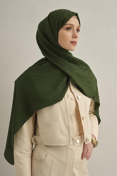 Armine Pamora Şal - Monogram Desenli 3 - Zümrüt 49