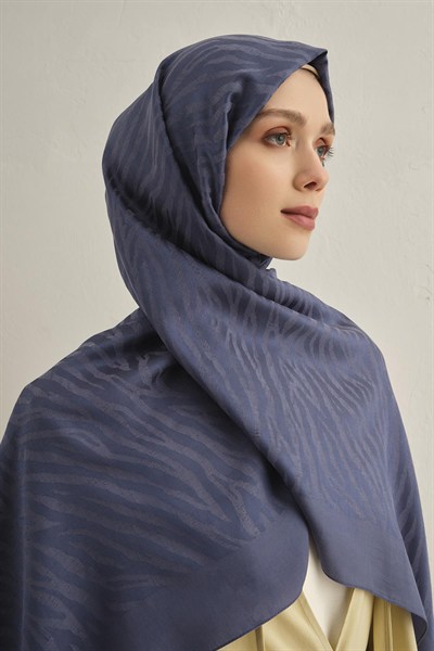 Armine Pamora Şal - Zebra Desenli 1 - Kot Mavi 26