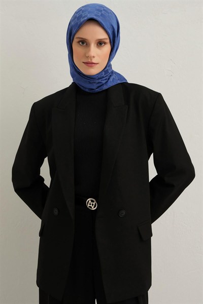 Armine Pamuk İpek Eşarp - Kot Mavi 26