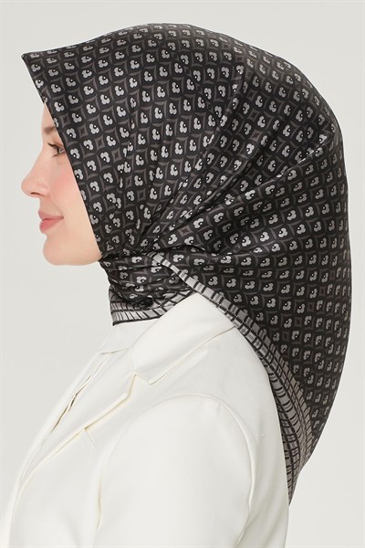 Armine Sport Twill Eşarp - 8557-03 Siyah Gri