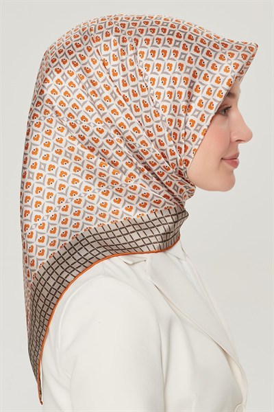 Armine Sport Twill Eşarp - 8557-36 Bej Turuncu