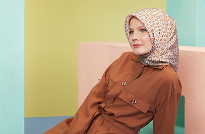 Armine Sport Twill Eşarp - 8557-36 Bej Turuncu