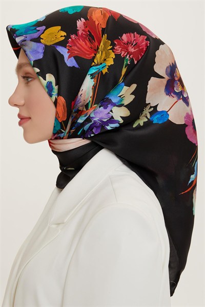 Armine Sport Twill Eşarp - 8723-54 Siyah Pudra