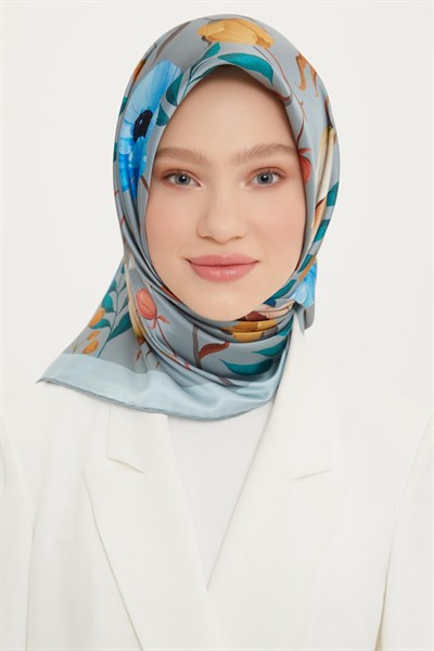 Armine Sport Twill Eşarp - 8740-05 Metalik Mavi