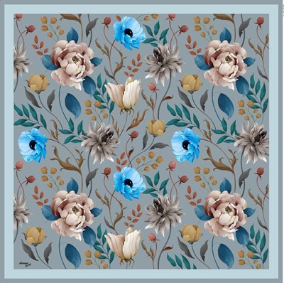 Armine Sport Twill Eşarp - 8740-05 Metalik Mavi