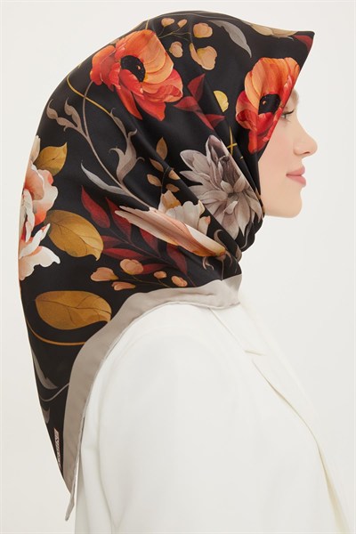 Armine Sport Twill Eşarp - 8740-06 Siyah Kiremit