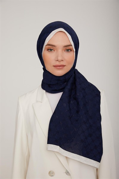 Armine Trend Violet Şal - 1 - Lacivert Beyaz 62
