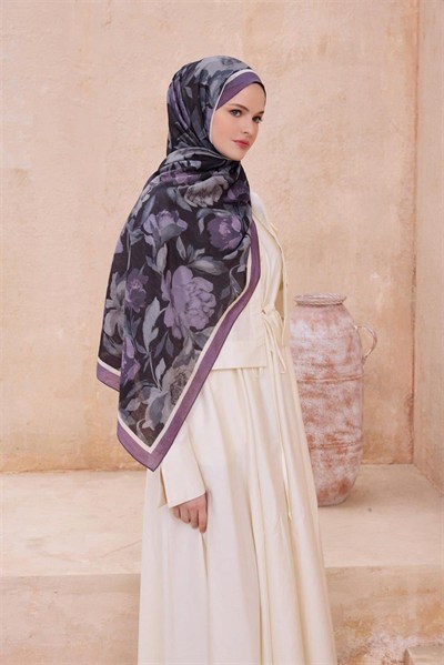 Belli Fresh Sanda Şal - 1362-04 Siyah Mor