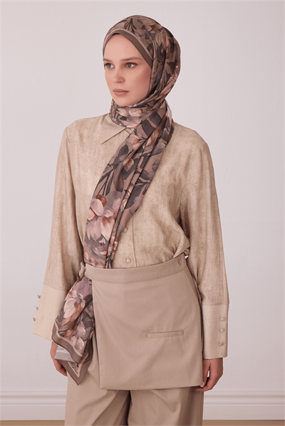 Belli Fresh Vual Şal - 4128-93 Vizon Kahve