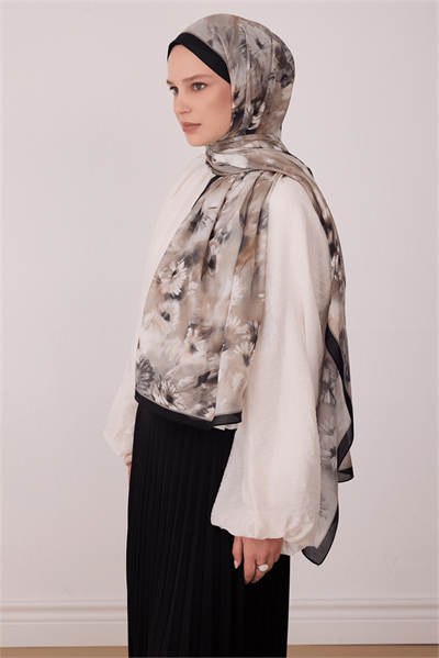 Belli Fresh Vual Şal - 4149-95 Bej Siyah