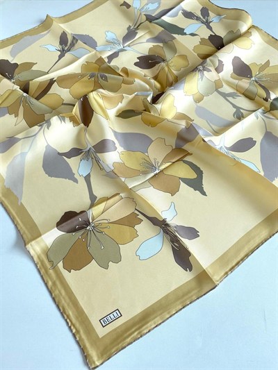Belli İpek Eşarp - 4100-34 Sarı Twill