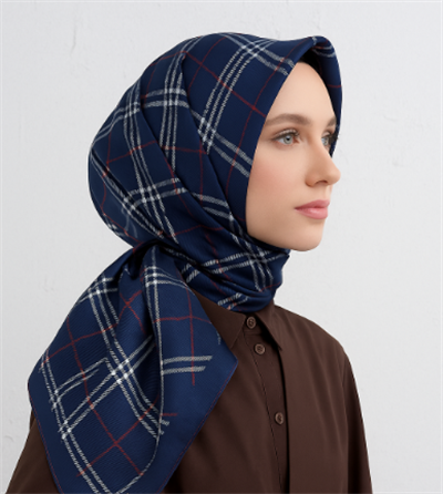 Belli İpek Eşarp - 4122-52 Lacivert Twill