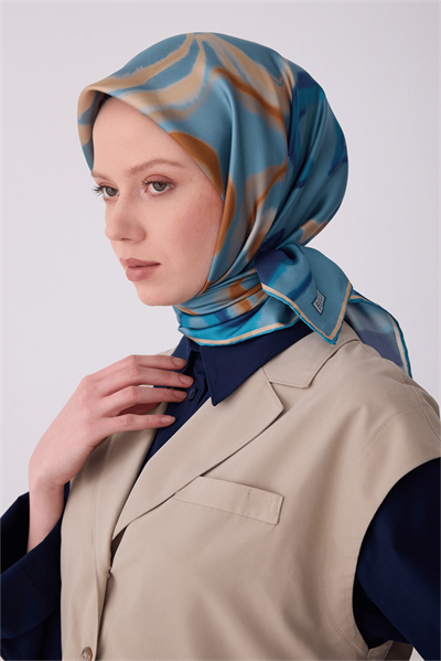 Belli İpek Eşarp - 4301-81 Turkuaz Twill