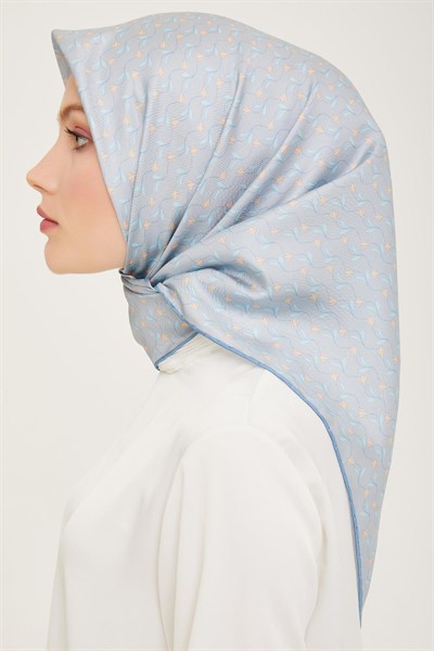 Belli Twill İpek Eşarp - 4001-01 Mavi