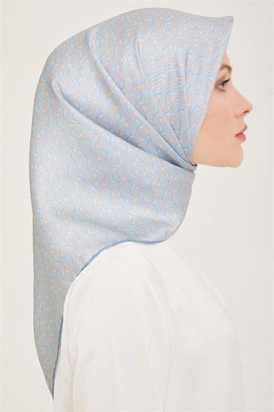 Belli Twill İpek Eşarp - 4001-01 Mavi