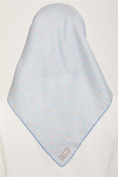 Belli Twill İpek Eşarp - 4001-01 Mavi