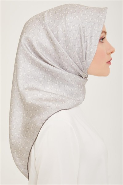 Belli Twill İpek Eşarp - 4001-04 Gümüş