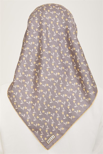 Belli Twill İpek Eşarp - 4001-53 Füme Sarı