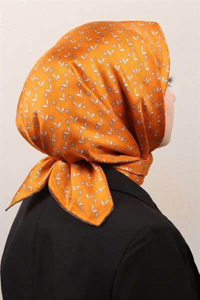 Belli Twill İpek Eşarp - 4001-55 Turuncu