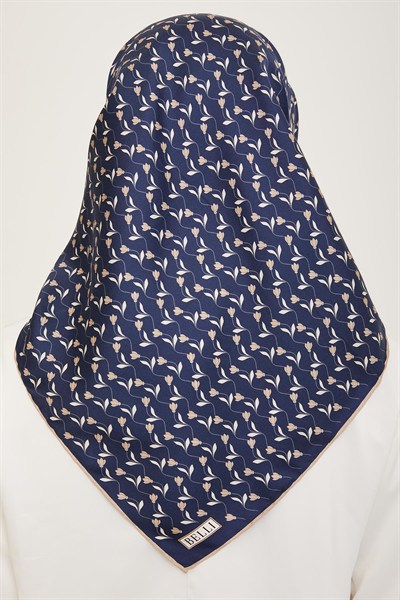 Belli Twill İpek Eşarp - 4001-80 Lacivert Vizon