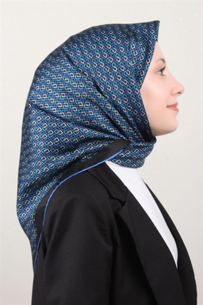 Belli Twill İpek Eşarp - 4002-34 Mavi
