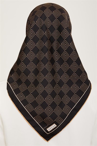 Belli Twill İpek Eşarp - 4003-01 Siyah Vizon