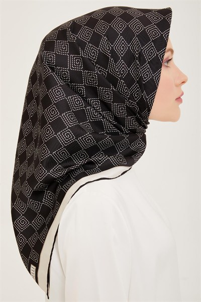 Belli Twill İpek Eşarp - 4003-82 Siyah