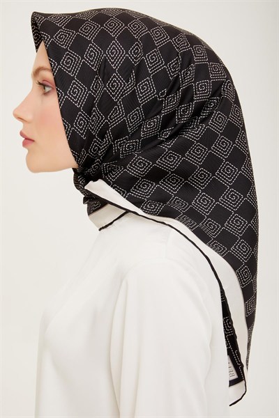 Belli Twill İpek Eşarp - 4003-82 Siyah