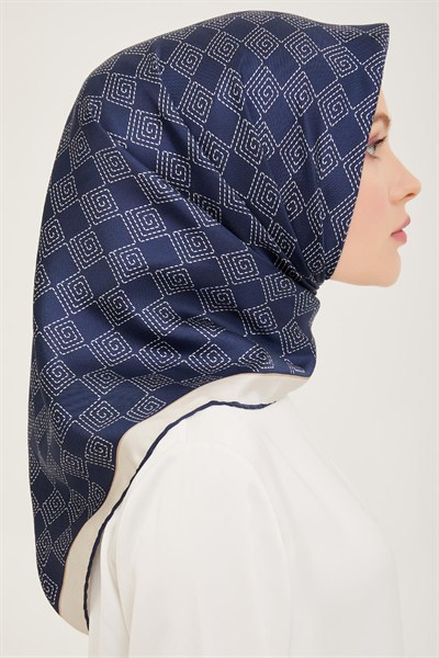 Belli Twill İpek Eşarp - 4003-84 Lacivert