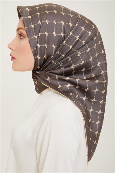 Belli Twill İpek Eşarp - 4006-07 Füme