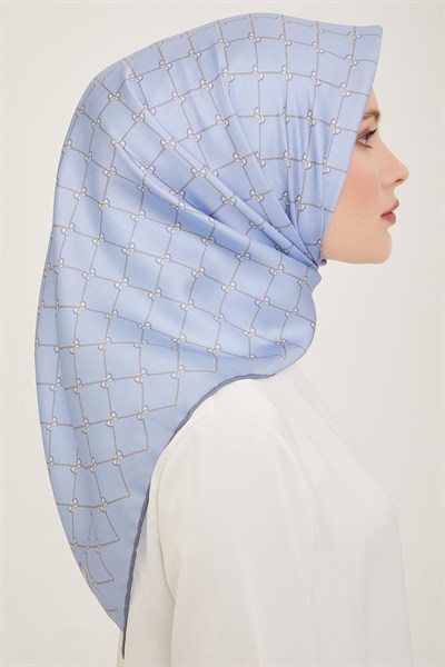 Belli Twill İpek Eşarp - 4006-32 Mavi