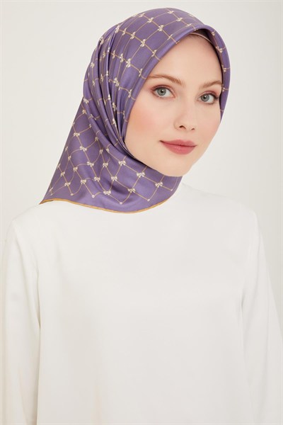 Belli Twill İpek Eşarp - 4006-53 Lila