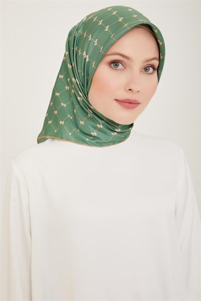 Belli Twill İpek Eşarp - 4006-55 Yeşil
