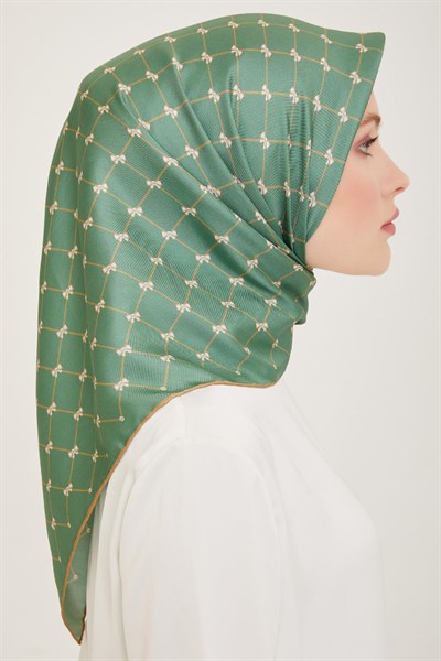Belli Twill İpek Eşarp - 4006-55 Yeşil