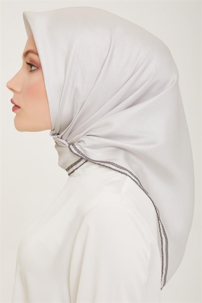 Belli Twill İpek Eşarp - 4009-10 Gümüş