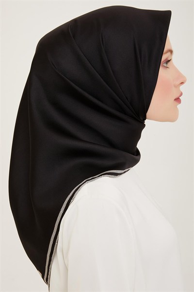 Belli Twill İpek Eşarp - 4009-11 Siyah