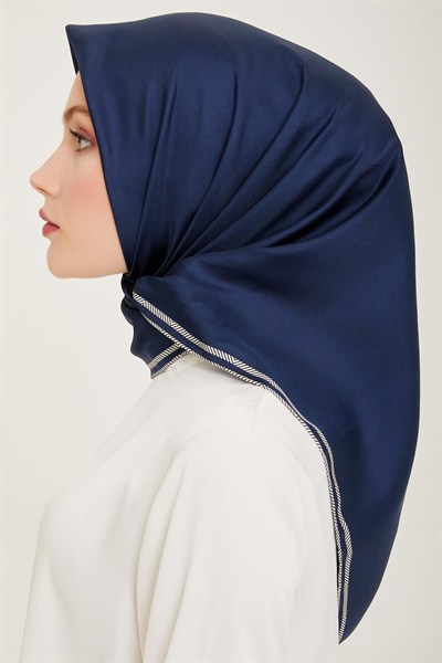 Belli Twill İpek Eşarp - 4009-12 Lacivert