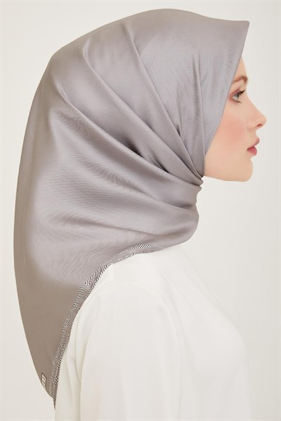 Belli Twill İpek Eşarp - 4009-50 Gri