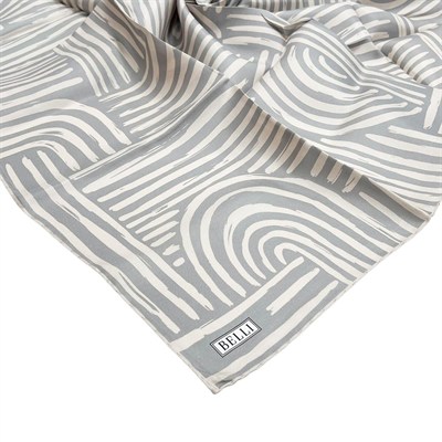Belli Twill İpek Eşarp - 4010-02 Bej Gri