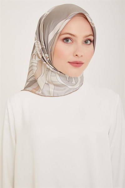 Belli Twill İpek Eşarp - 4017-05 Taş