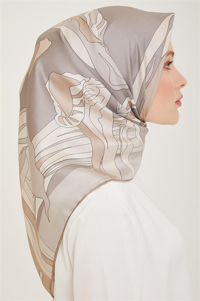 Belli Twill İpek Eşarp - 4017-05 Taş