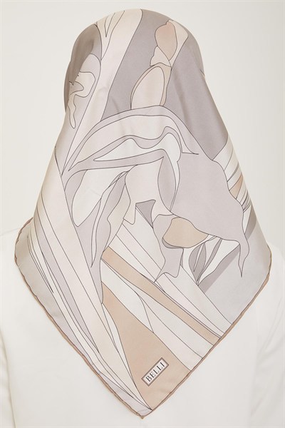 Belli Twill İpek Eşarp - 4017-05 Taş