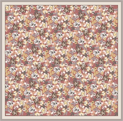 Belli Twill İpek Eşarp - 4018-33 Kırmızı Bej