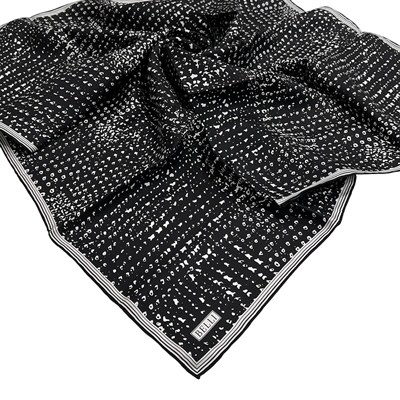 Belli Twill İpek Eşarp - 4029-50 Siyah Beyaz